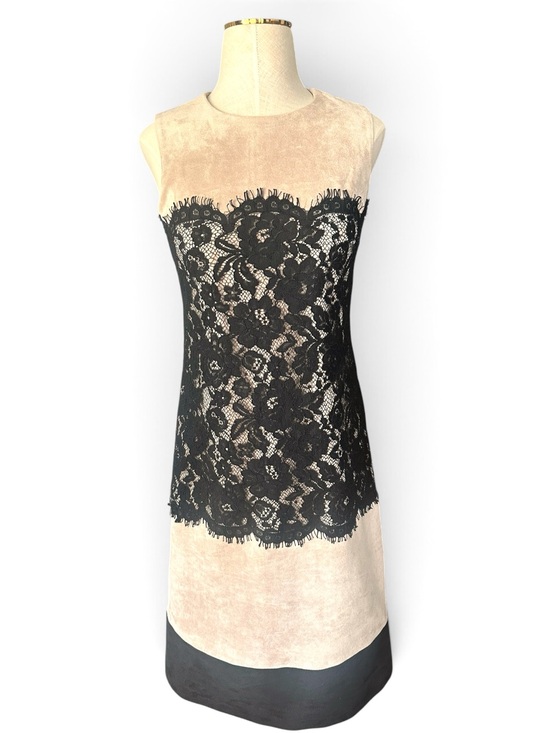 Calvin Klein Dresses & Skirts - Calvin Klein Black Lace Faux Suede Colorblock Sheath Dress Size 2